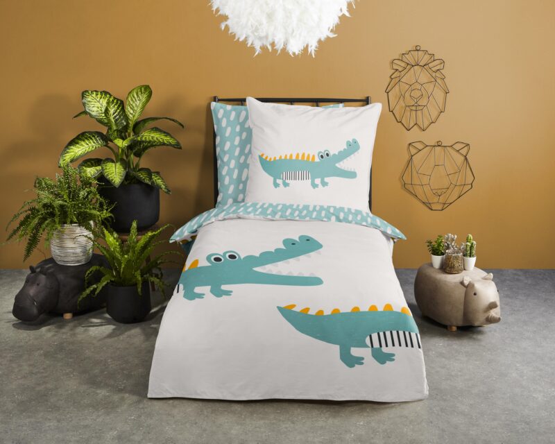 Good Morning Katoenen kinderdekbedovertrek  "Crocodile" - Multi