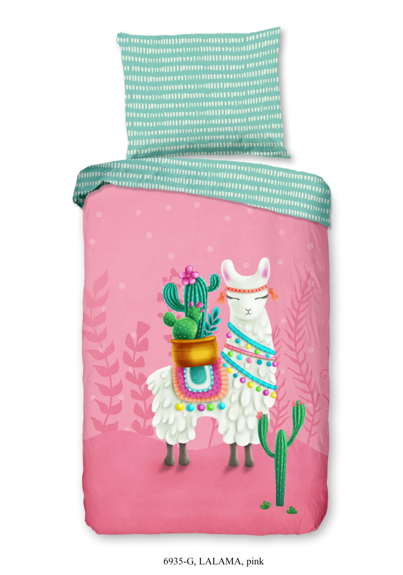 Good Morning Kinderdekbedovertrek "lama" - Roze - (140x200 cm) - Katoen