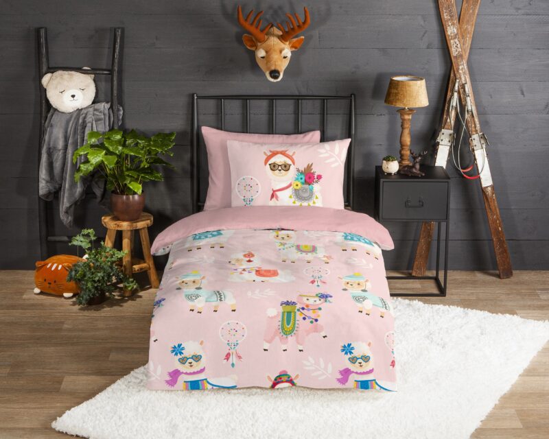 Good Morning Flanellen kinderdekbedovertrek  "Ladida" - Roze