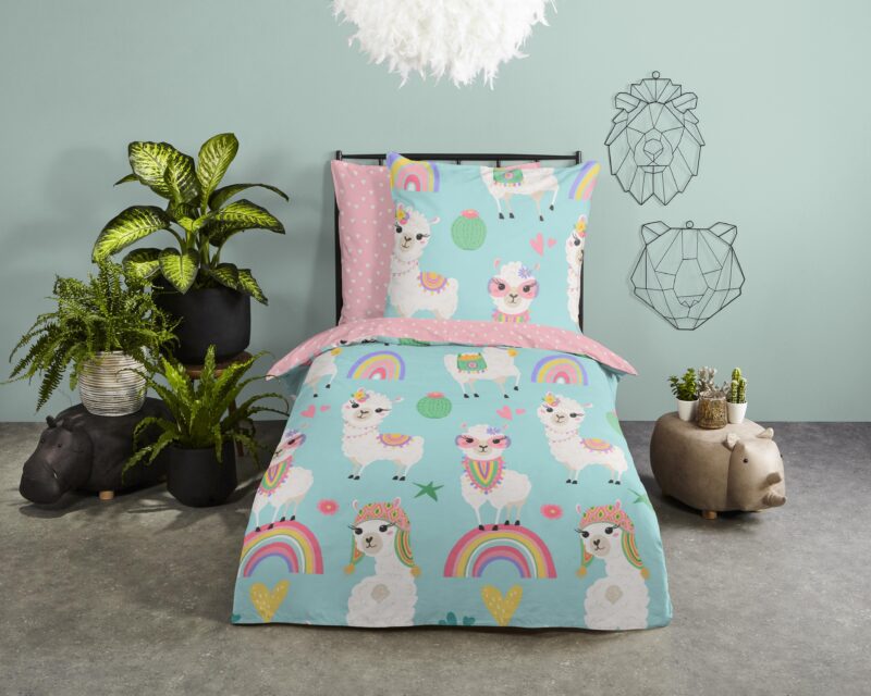 Good Morning Katoenen kinderdekbedovertrek  "Lamalife" - Multi