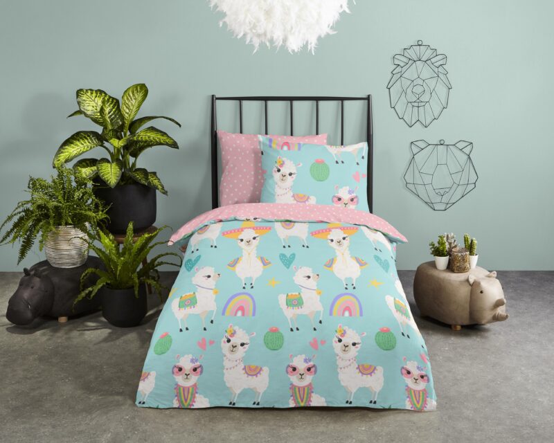 Good Morning Katoenen kinderdekbedovertrek  "Lamalife" - Multi