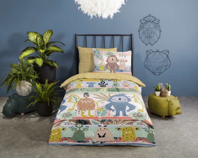 Good Morning Katoenen kinderdekbedovertrek  "Monsters" - Multi