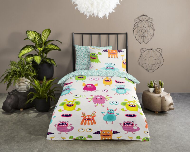 Good Morning Katoenen kinderdekbedovertrek  "Booh" - Multi