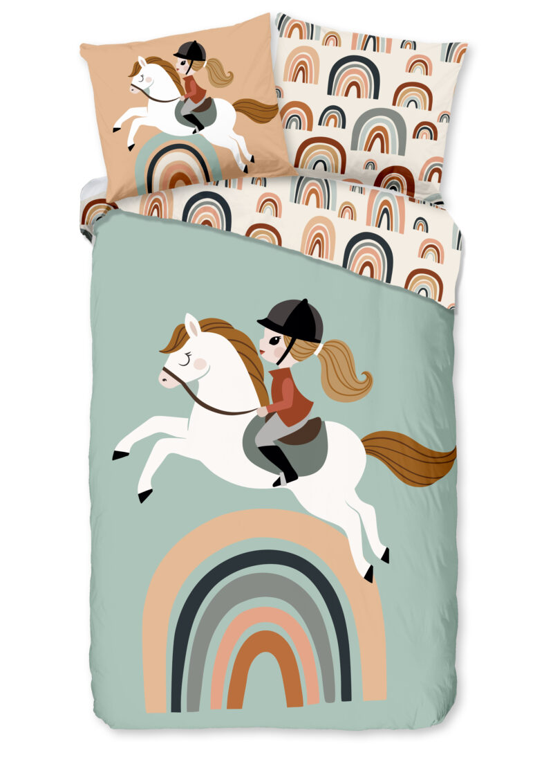 Good Morning Kinderdekbedovertrek "paard en regenboog" - Multi - (135x200 cm) - Katoen