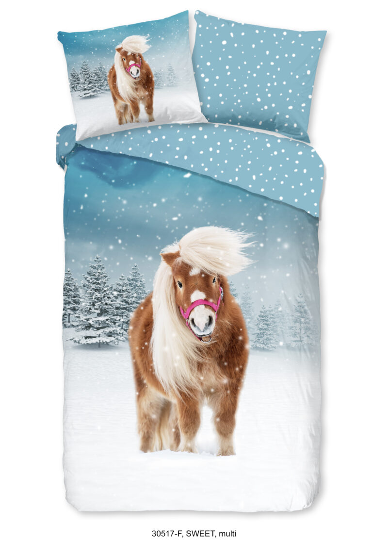 Good Morning Kinderdekbedovertrek "paard in de sneeuw" - Multi - (140x200/220 cm) - Katoen Flanel