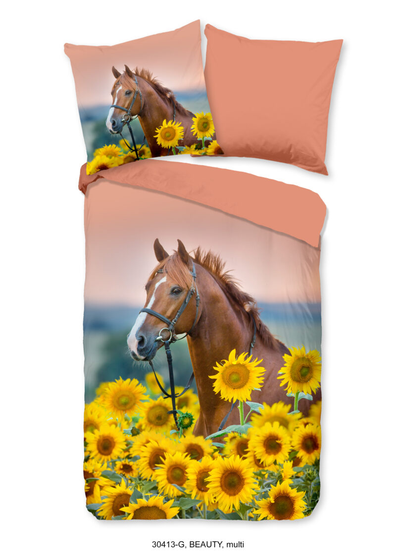 Good Morning Kinderdekbedovertrek "paard met zonnebloemen" - Multi - (135x200 cm) - Katoen