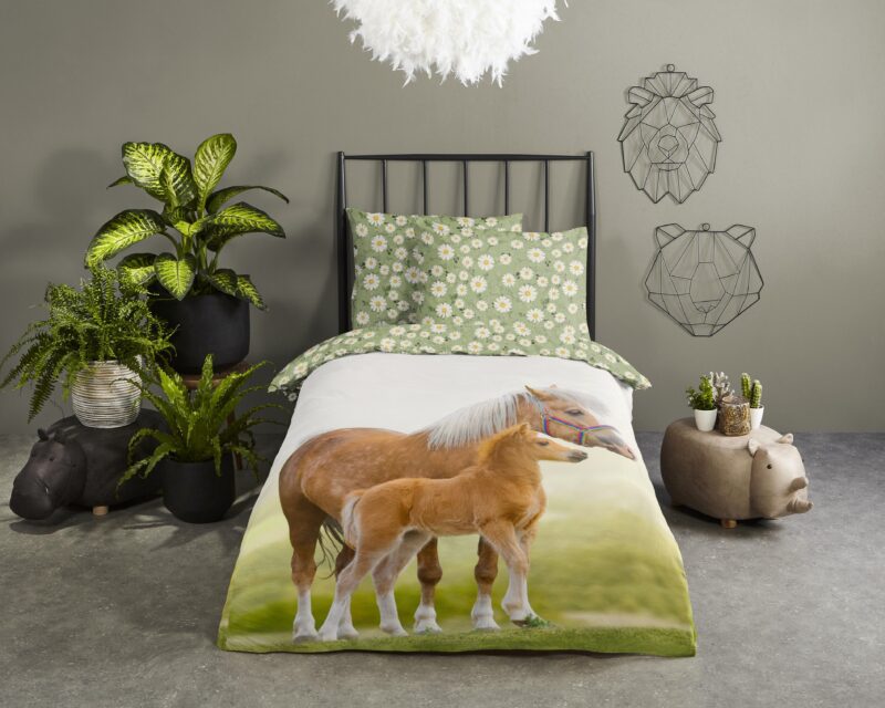 Good Morning Katoenen kinderdekbedovertrek  "Young" - Groen