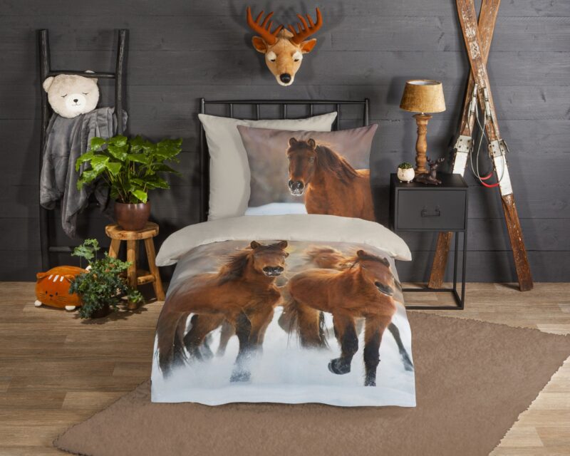 Good Morning Flanellen kinderdekbedovertrek  "Ponies" - Multi