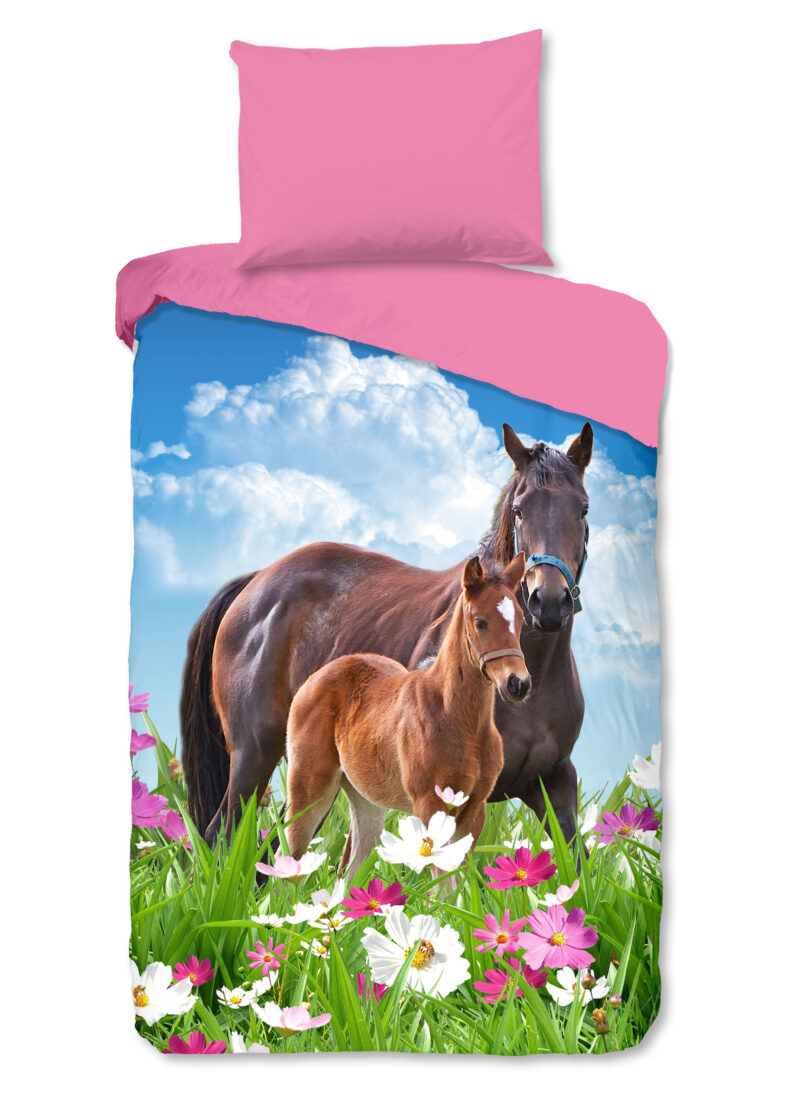 Good Morning Kinderdekbedovertrek "paarden" - Multi - (140x200 cm) - Katoen