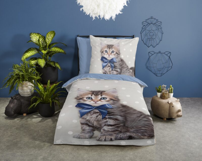 Good Morning Katoenen kinderdekbedovertrek  "Mae" - Blauw