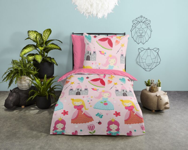 Good Morning Katoenen kinderdekbedovertrek  "Royalty" - Roze