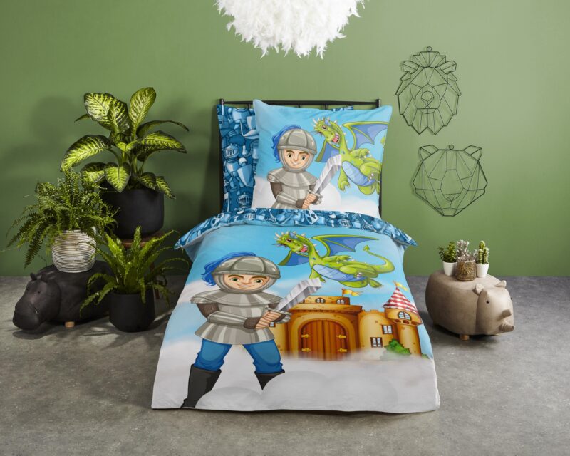 Good Morning Katoenen kinderdekbedovertrek  "Knight" - Multi