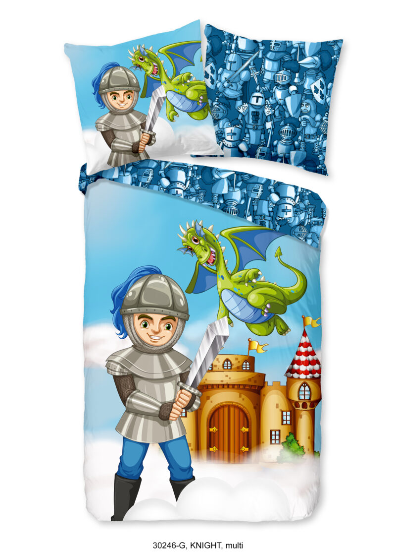 Good Morning Kinderdekbedovertrek "ridder met kasteel en draak" - Multi - (135x200 cm) - Katoen