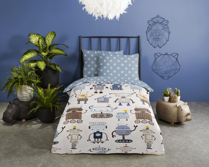 Good Morning Katoenen kinderdekbedovertrek  "Robo" - Multi