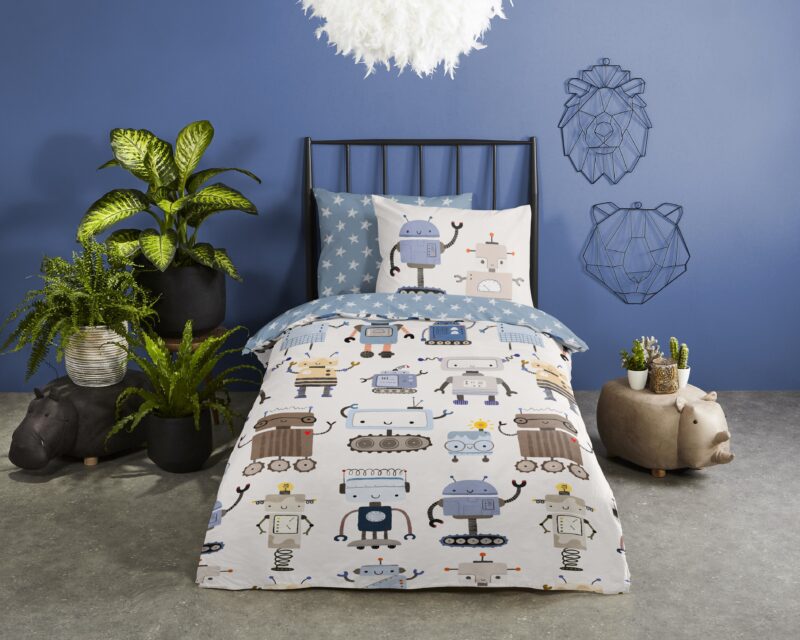 Good Morning Katoenen kinderdekbedovertrek  "Robo" - Multi