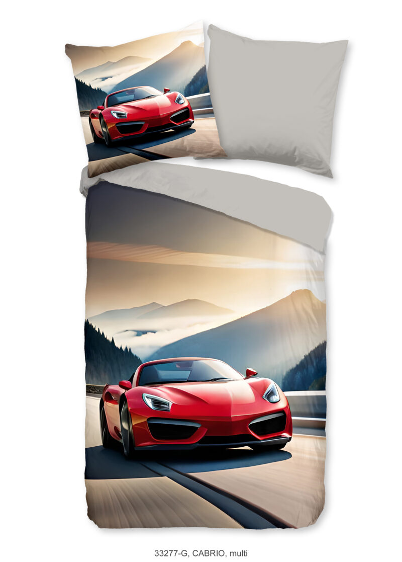 Good Morning Kinderdekbedovertrek "rode sportieve auto" - Multi - (135x200 cm) - Katoen