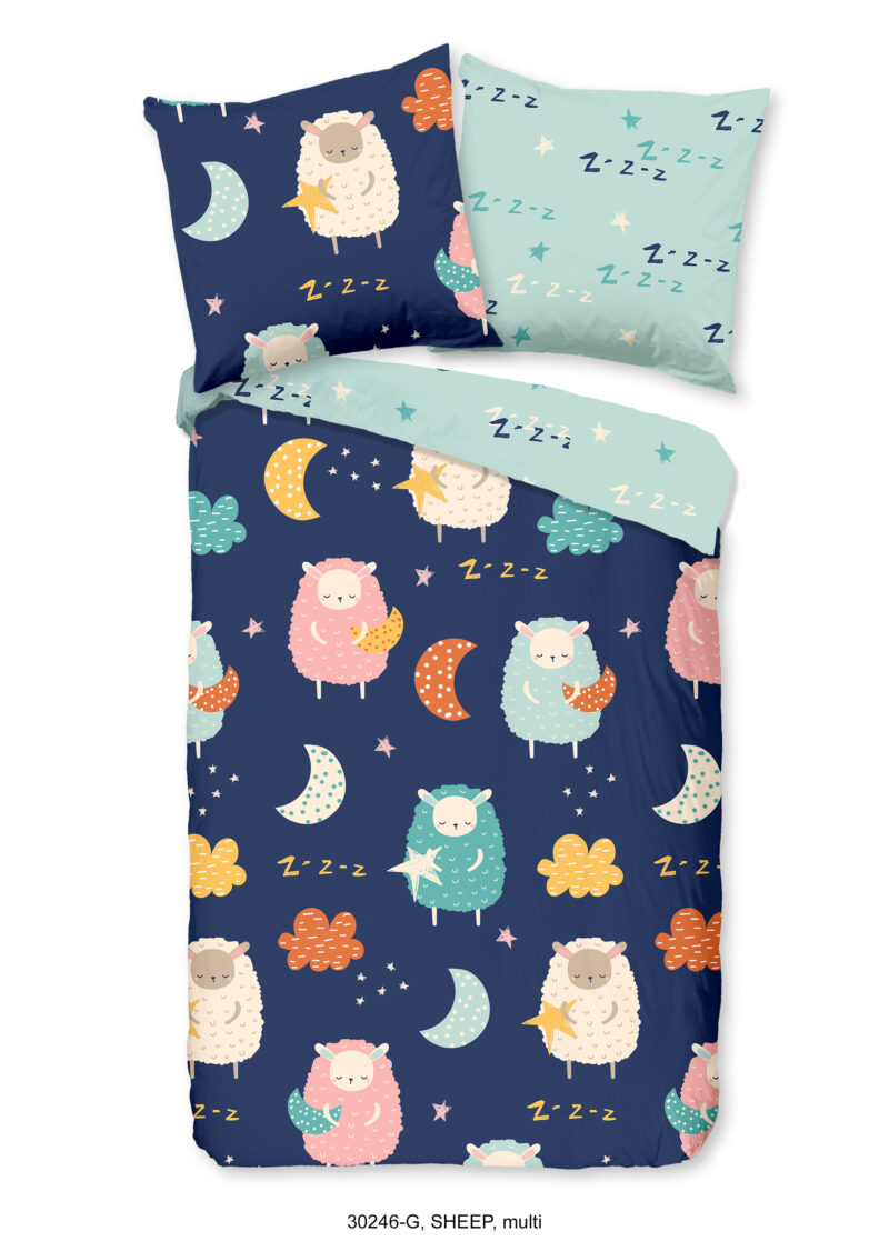 Good Morning Kinderdekbedovertrek "schapen" - Multi - (135x200 cm) - Katoen