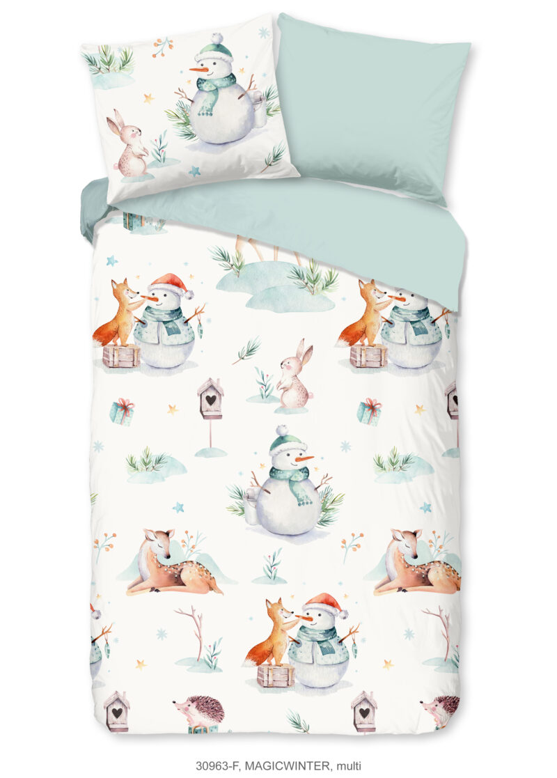 Good Morning Kinderdekbedovertrek "sneeuwpop" - Multi - (140x200/220 cm) - Katoen Flanel