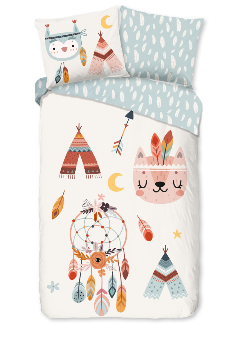 Good Morning Kinderdekbedovertrek "tipi-tenten / boho" - Multi - (140x200/220 cm) - Katoen Flanel