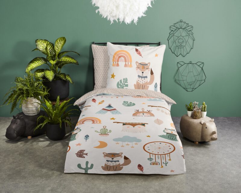 Good Morning Katoenen kinderdekbedovertrek  "Remi" - Zand