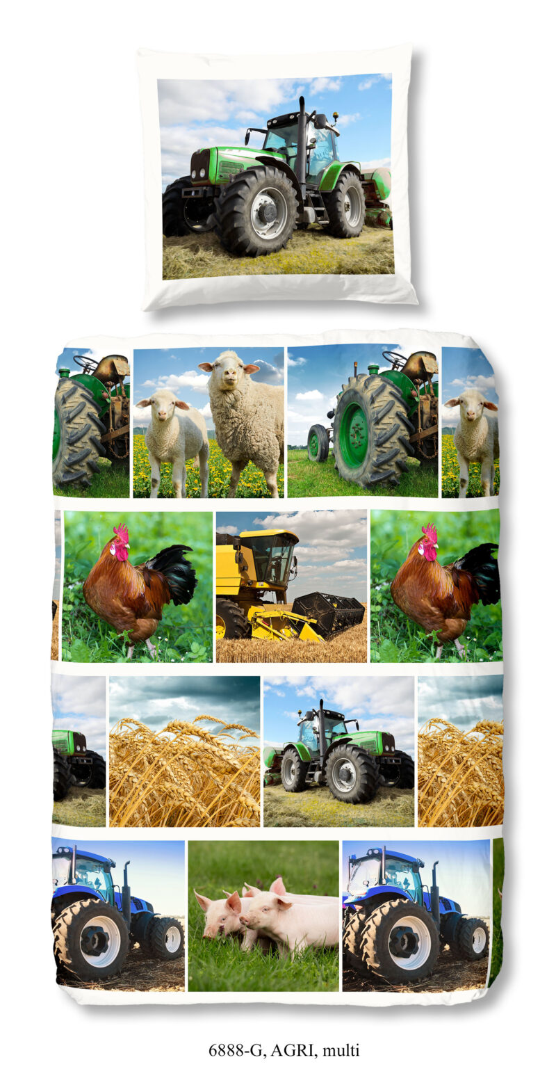 Good Morning Kinderdekbedovertrek "tractor" - Multi - (135x200 cm) - Katoen