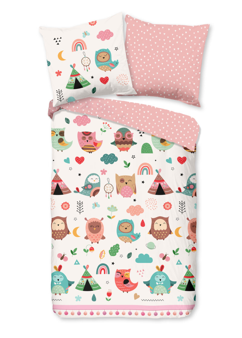 Good Morning Kinderdekbedovertrek "uilen in boho thema" - Multi - (135x200 cm) - Katoen