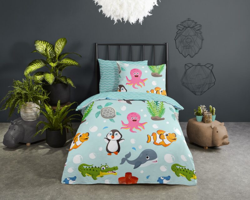 Good Morning Katoenen kinderdekbedovertrek  "Seaworld" - Multi