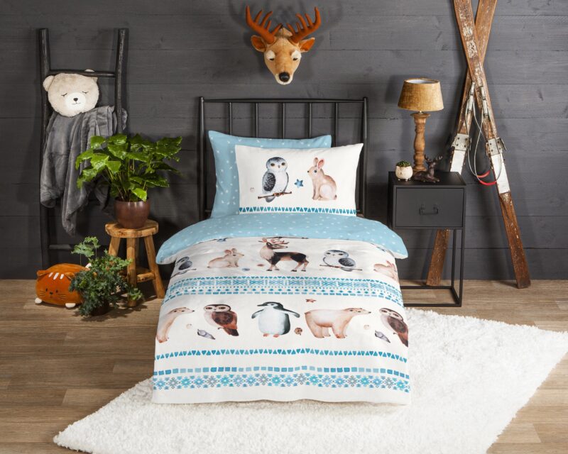 Good Morning Flanellen kinderdekbedovertrek  "Freezing" - Blauw