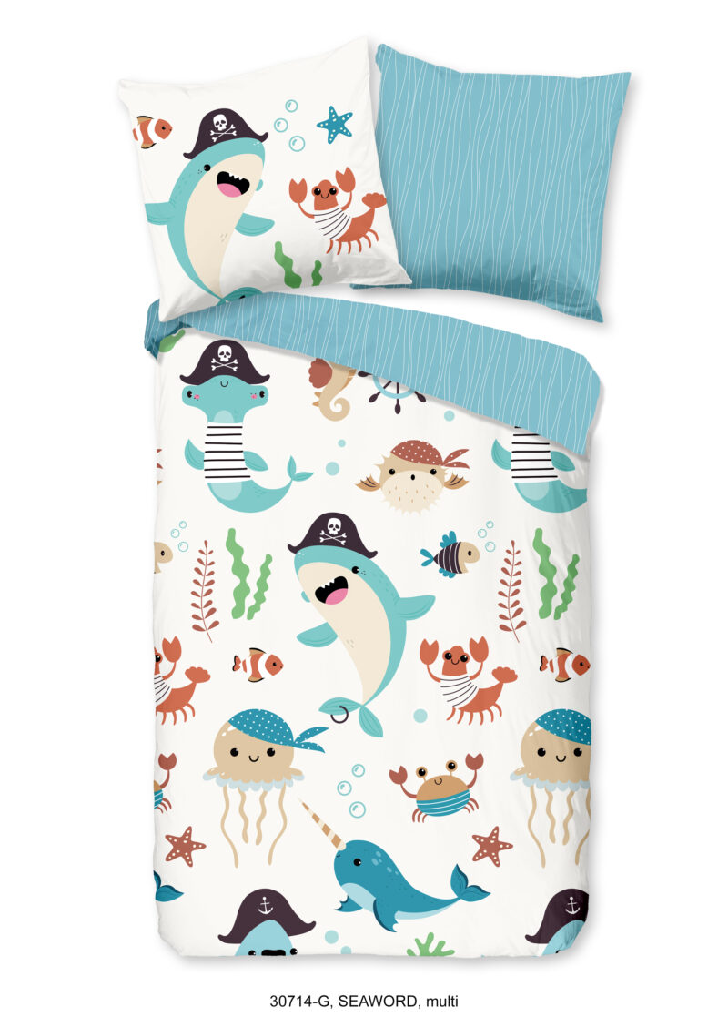 Good Morning Kinderdekbedovertrek "zeedieren" - Multi - (135x200 cm) - Katoen