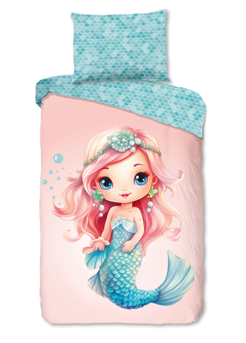 Good Morning Kinderdekbedovertrek "zeemeermin" - Multi - (140x200 cm) - Katoen