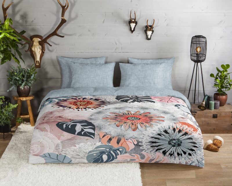 HIP Flanellen dekbedovertrek  "Ralvira" - Grijs