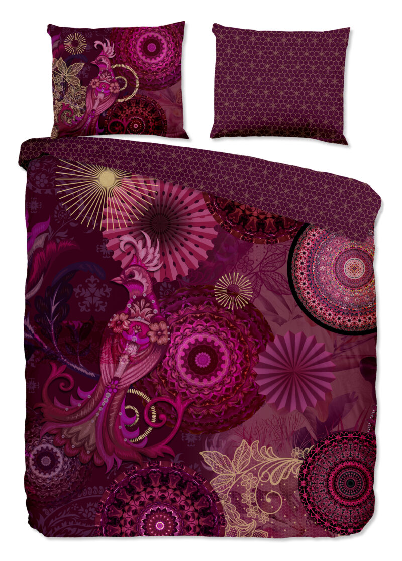 HIP Dekbedovertrek "mandala's en bloemen" - Bordeaux - (240x200/220 cm) - Katoen Satijn