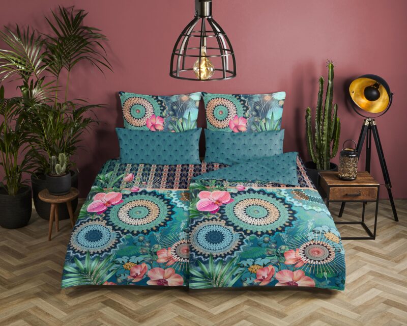 HIP Satijnen dekbedovertrek  "Valdez" - Petrol