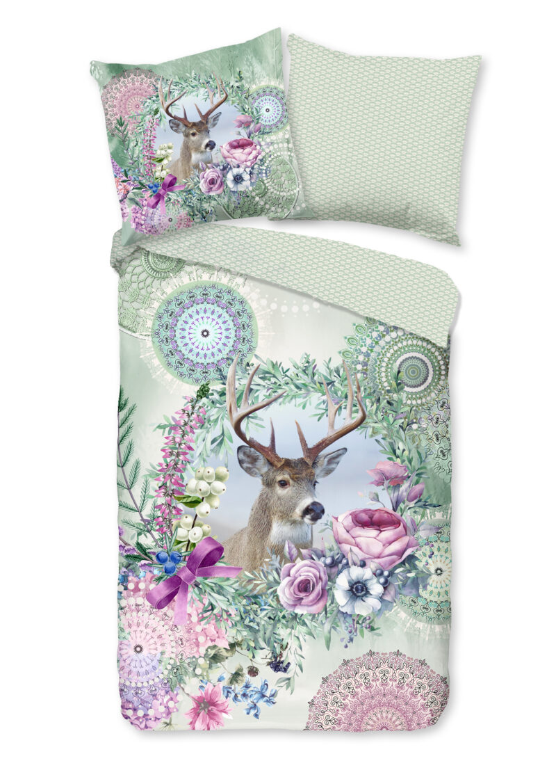 HIP Dekbedovertrek "mandala's en een hert" - Multi - (135x200 cm) - Katoen Flanel
