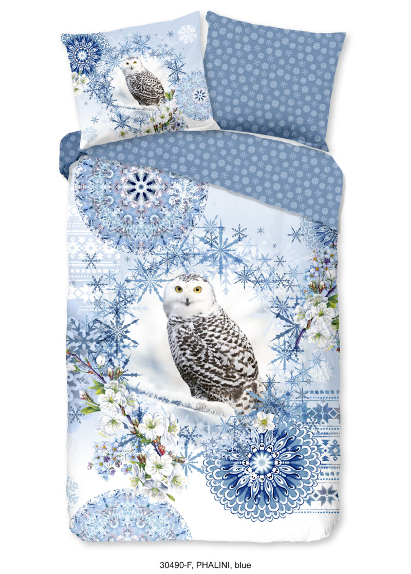 HIP Dekbedovertrek "mandala's en een sneeuwuil" - Blauw - (140x200/220 cm) - Katoen Flanel