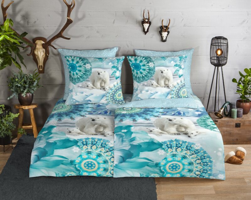 HIP Flanellen dekbedovertrek  "Seppo" - Blauw