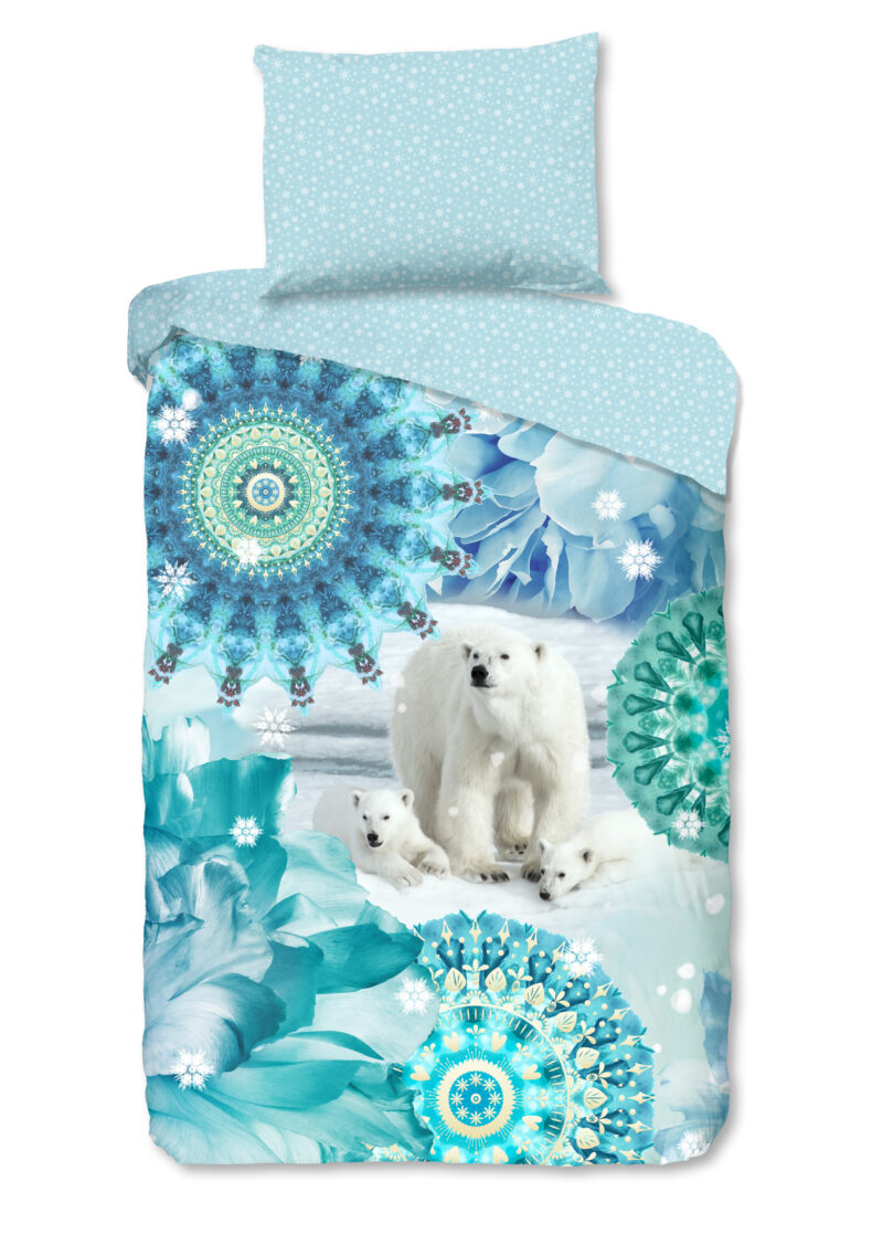 HIP Dekbedovertrek "mandala's en ijsberen" - Blauw - (140x200 cm) - Katoen Flanel