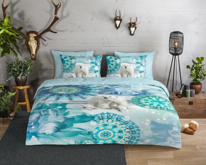 HIP Flanellen dekbedovertrek  "Seppo" - Blauw