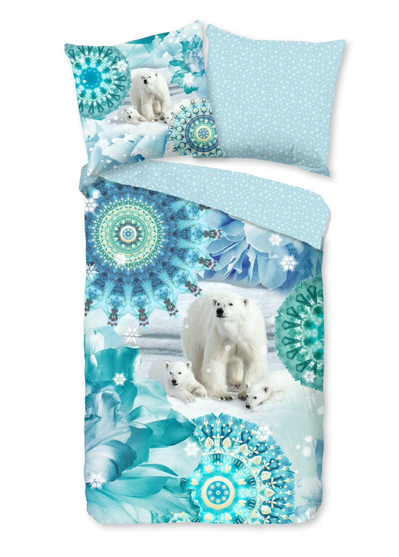 HIP Dekbedovertrek "mandala's en ijsberen" - Blauw - (200x200 cm) - Katoen Flanel
