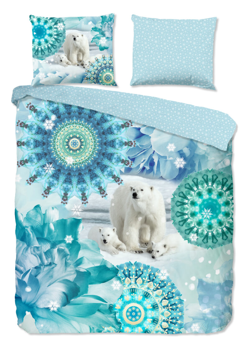 HIP Dekbedovertrek "mandala's en ijsberen" - Blauw - (200x200/220 cm) - Katoen Flanel