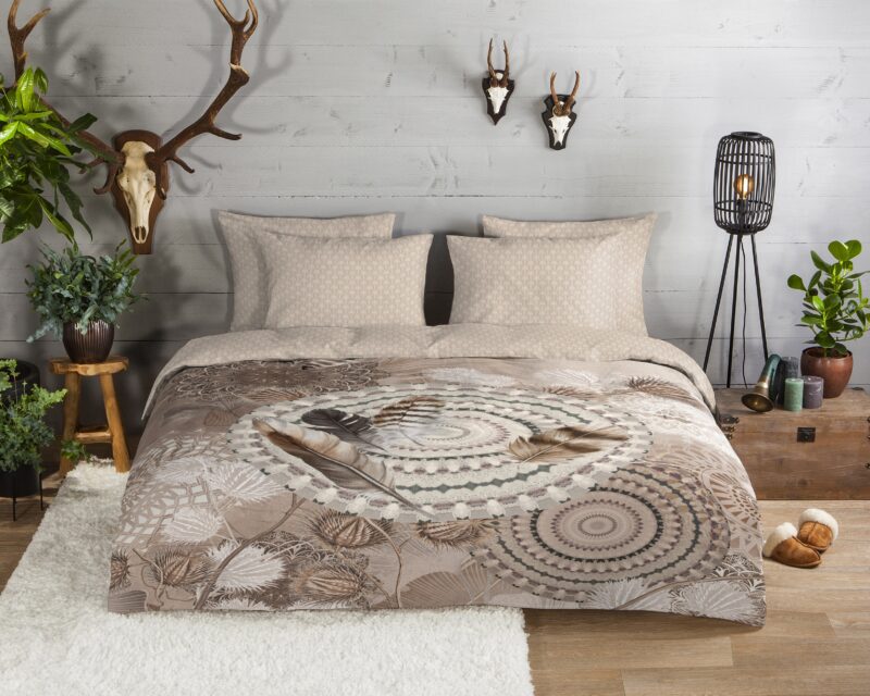 HIP Flanellen dekbedovertrek  "Ringhda" - Taupe