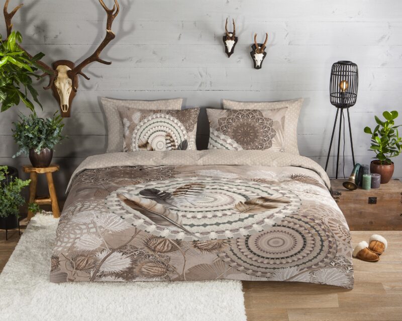 HIP Flanellen dekbedovertrek  "Ringhda" - Taupe