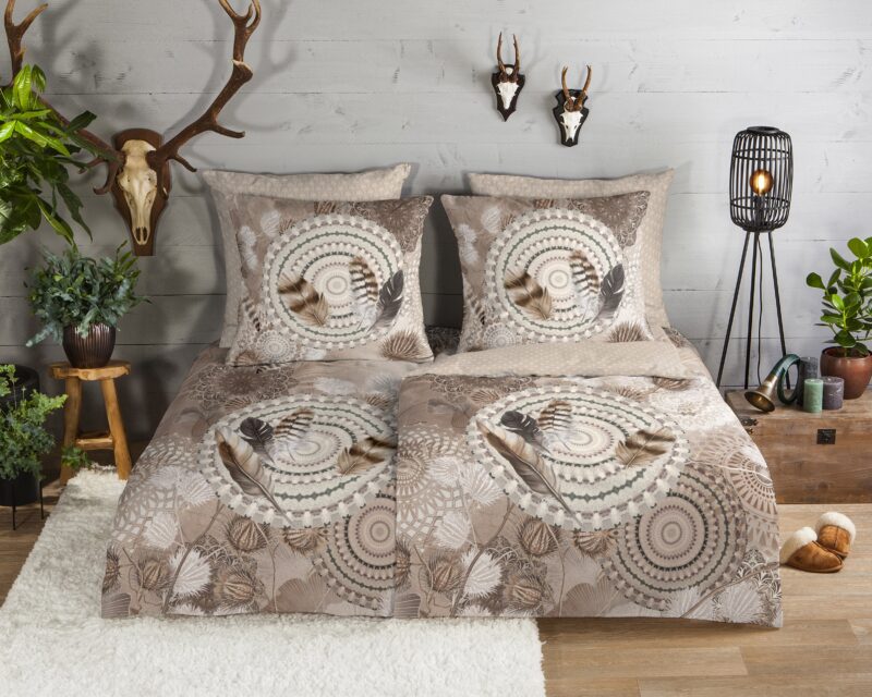 HIP Flanellen dekbedovertrek  "Ringhda" - Taupe