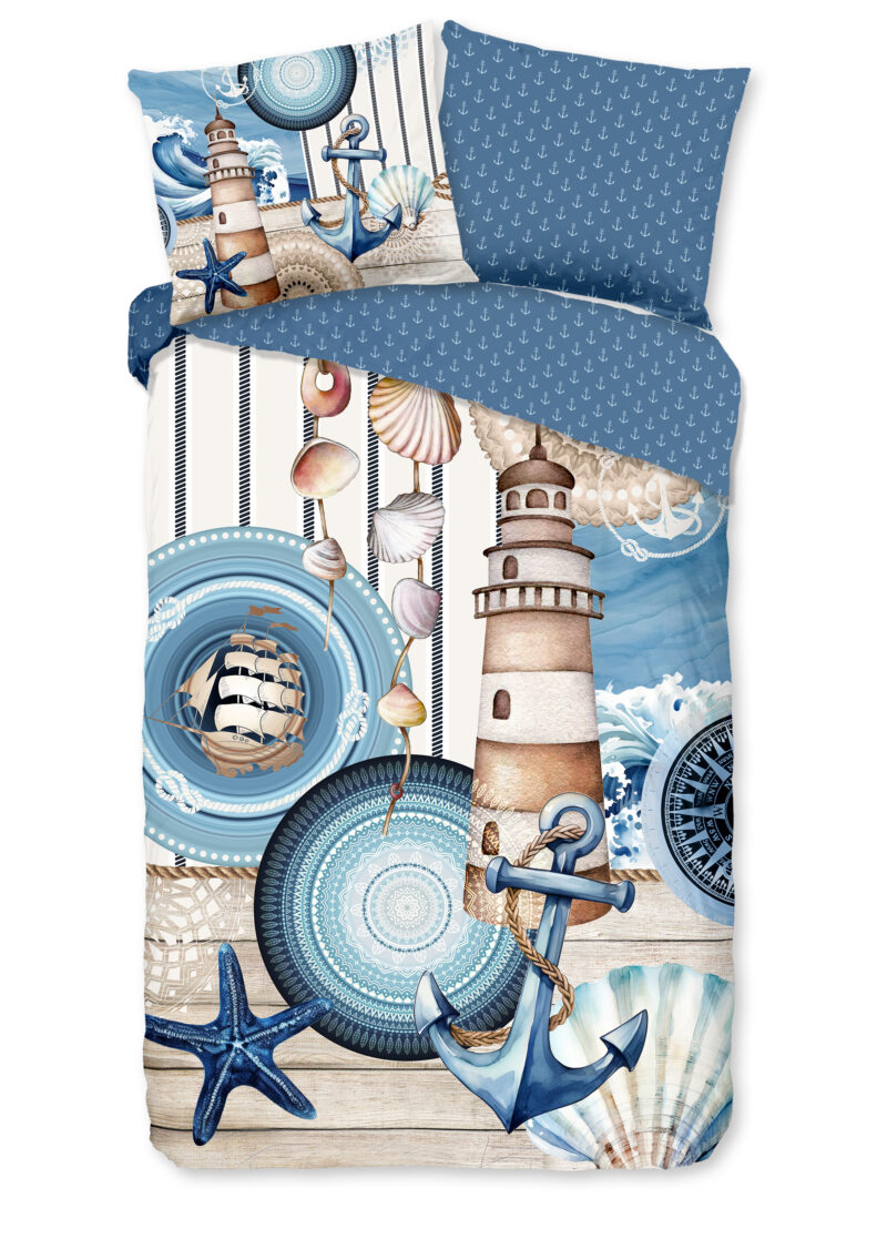 HIP Dekbedovertrek "mandalas/ maritiem" - Blauw - (140x200/220 cm) - Katoen Satijn