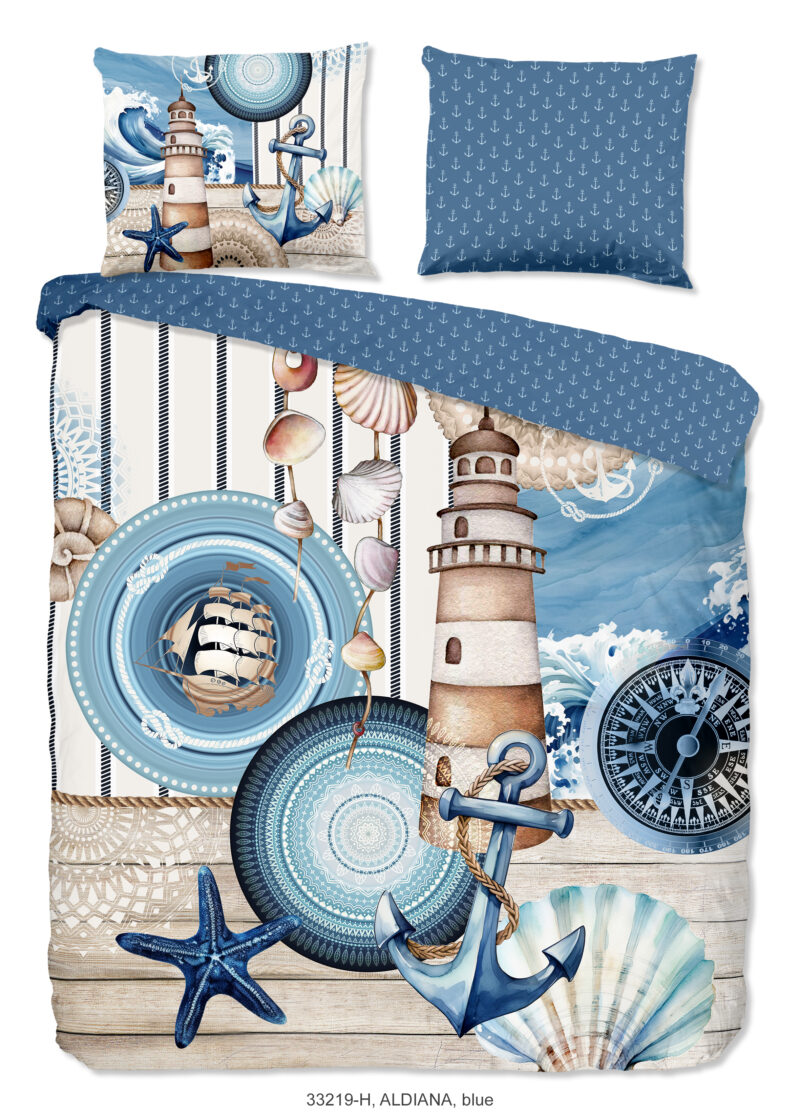 HIP Dekbedovertrek "mandalas/ maritiem" - Blauw - (200x200/220 cm) - Katoen Satijn