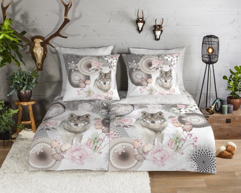 HIP Flanellen dekbedovertrek  "Isaci" - Grijs