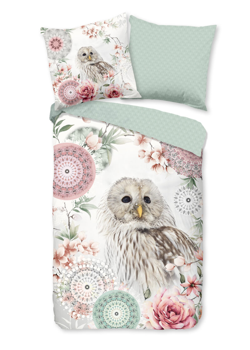 HIP Dekbedovertrek "mandalas & uil" - Wit - (135x200 cm) - Katoen Flanel