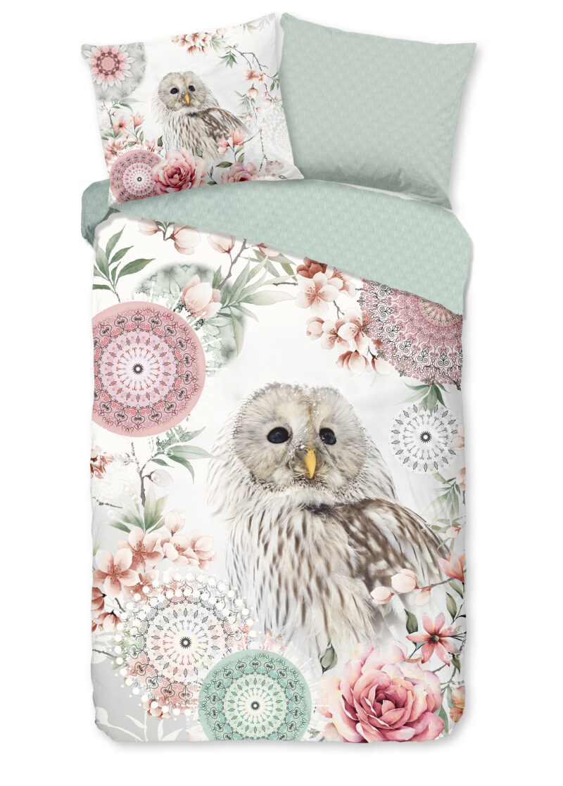 HIP Dekbedovertrek "mandalas & uil" - Wit - (140x200/220 cm) - Katoen Flanel