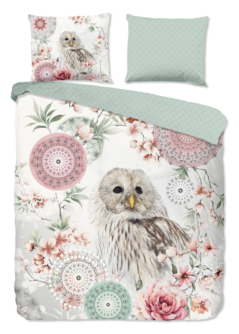 HIP Dekbedovertrek "mandalas & uil" - Wit - (240x200/220 cm) - Katoen Flanel