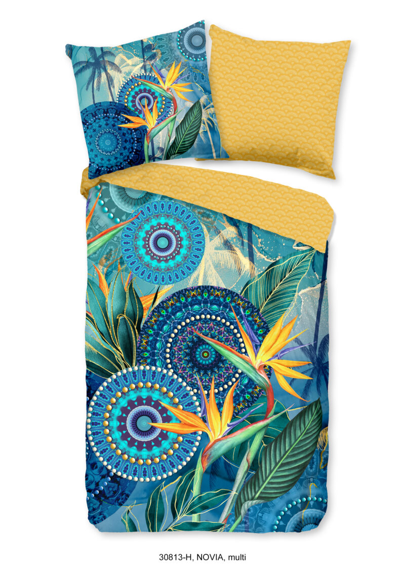 HIP Dekbedovertrek "mandal's en strelitzia bloemen" - Multi - (135x200 cm) - Katoen Satijn